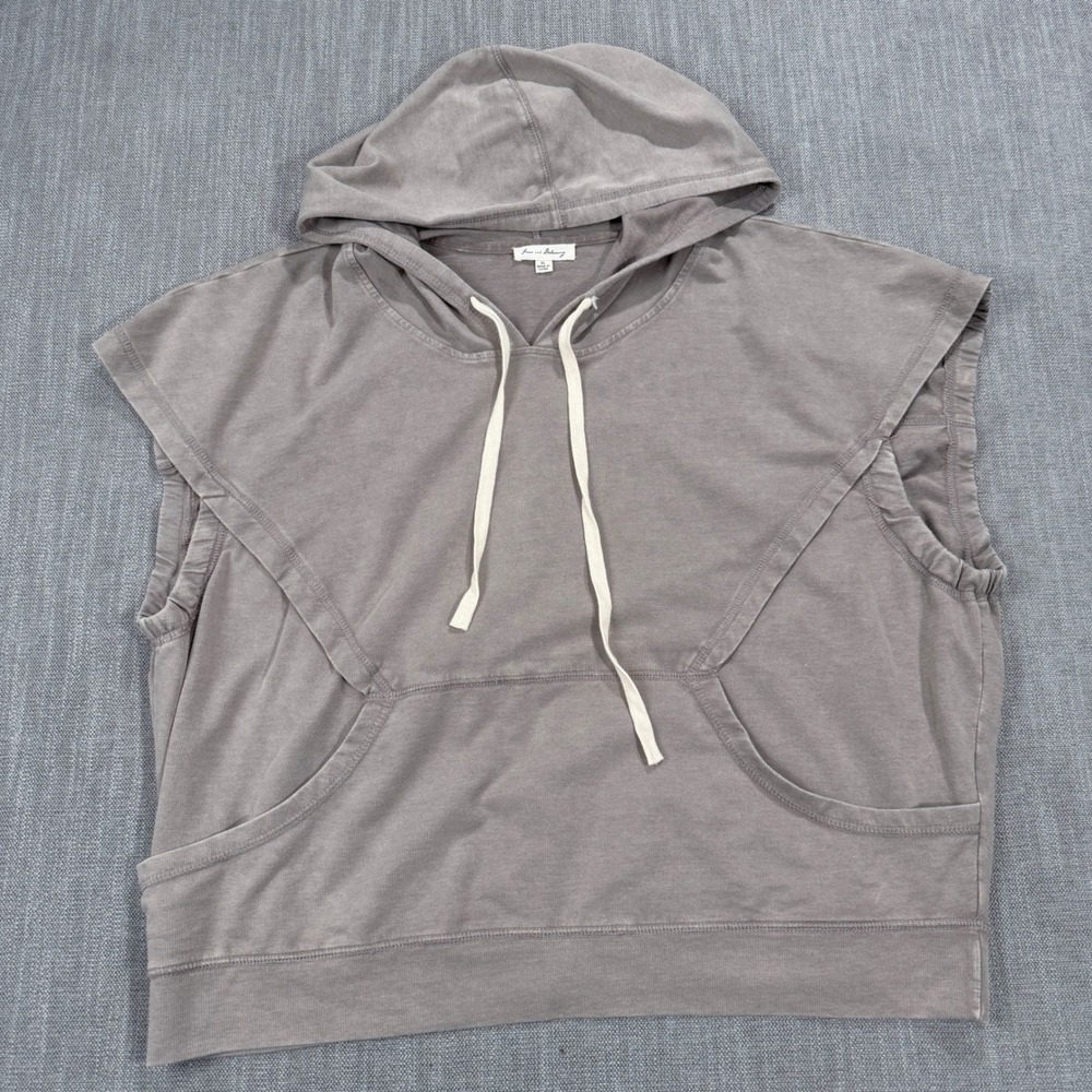 Jane and Delancey Womens XL Sleeveless Hoodie Sweatshirt Taupe Pullover J3 07
